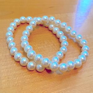 2 Bracelets pearly beads professional preppy stretchy one size fits all New Cute